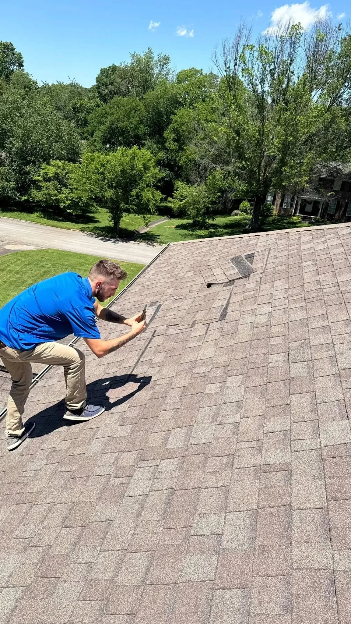 Storm-damaged roof documented for an insurance claim - Primetime Roofing